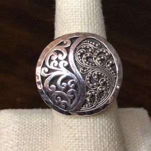 LOIS HILL Yin Yang Sterling Silver Granulated & Cutout Ring NWOT Sz 8